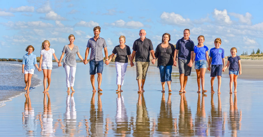 Family on Beach
